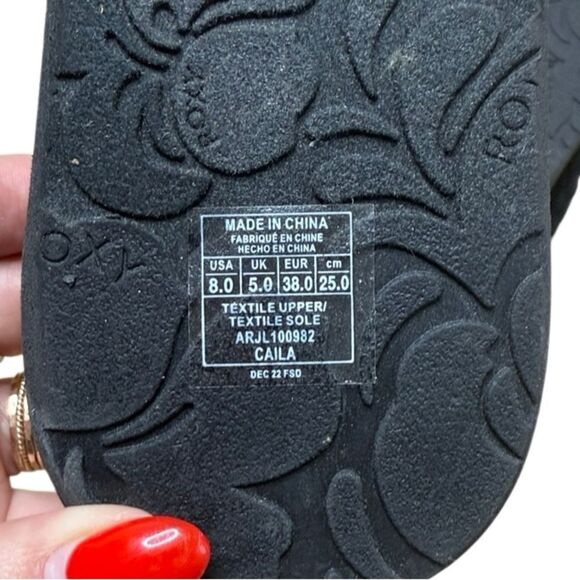 New Roxy Caila Black Wedge Flip Flop Sandal Black size 8 - Picture 5 of 5